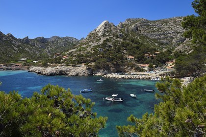 France, Bouches du Rhone, Marseille, National Park of the Calanques, Calanque de Sormiou, Calanque de Sormiou (cove) (request for authorization necessary before publication)