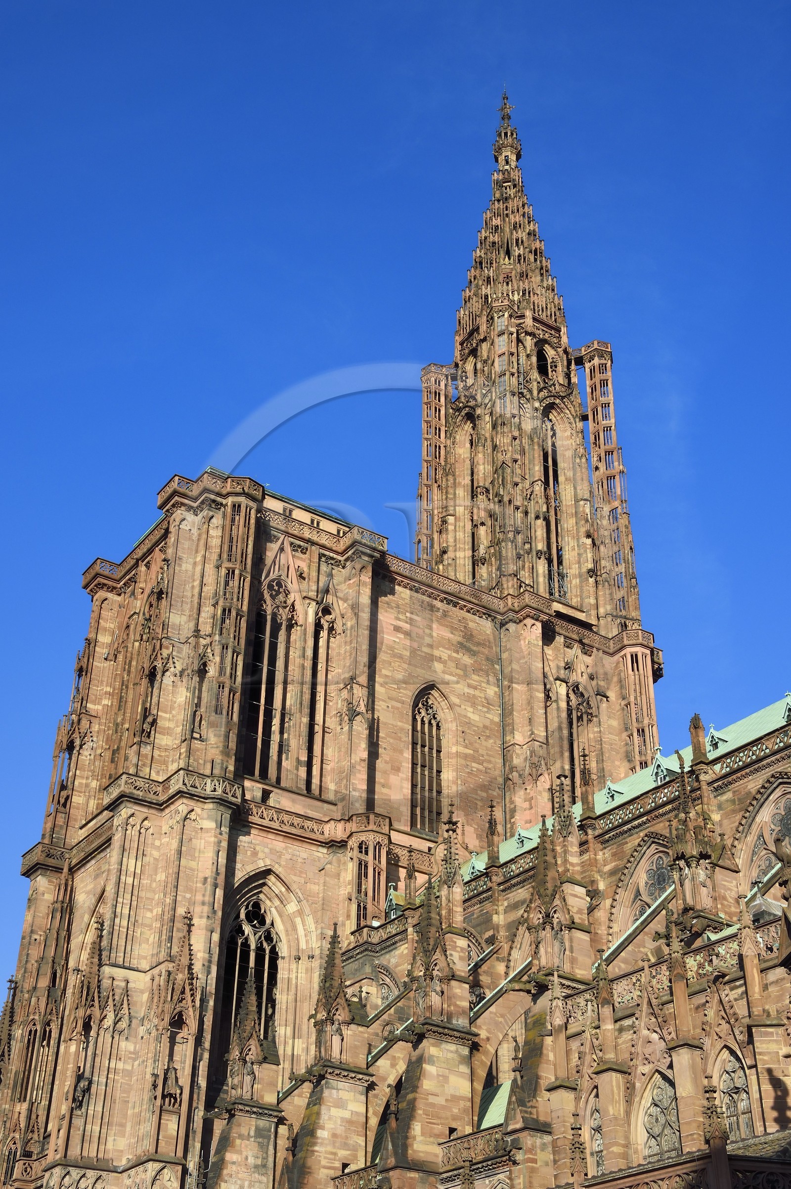 France, Bas-Rhin (67), Strasbourg, vieille ville classée au Patrimoine Mondial de l'UNESCO, la cathédrale Notre-Dame, facade sud