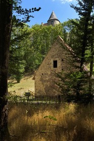 France, Allier (03), former province of Bourbonnais, Chantelle, Saint-Vincent Benedictine abbey and former stronghold belonging to the Bourbon family, way of Saint-Jacques de Compostelle, the old mill