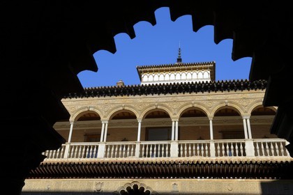 Spain, Andalusia, Seville, the Alcazar of Seville (Reales Alcazares de Sevilla), listed as World Heritage by UNESCO, the Courtyard of the Maidens (Patio de las Doncellas)