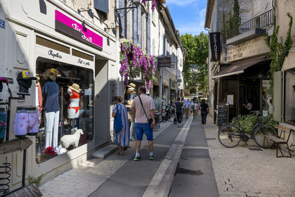 France, Bouches du Rhone, Regional Natural Park of the Alpilles, Saint Remy de Provence, shop window in the rue de la Commune which leads to the Hotel de Ville