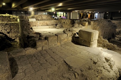 France, Paris, ile de la Cite, archaeological crypt under the square of Notre-Dame Cathedral