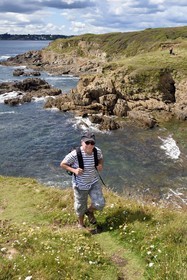 France, Finistere (29), Moelan sur Mer, the coast between Kerfany les Pins and the beach of Trenez along the GR 34 hiking trail or sentier des douaniers (customs trail)