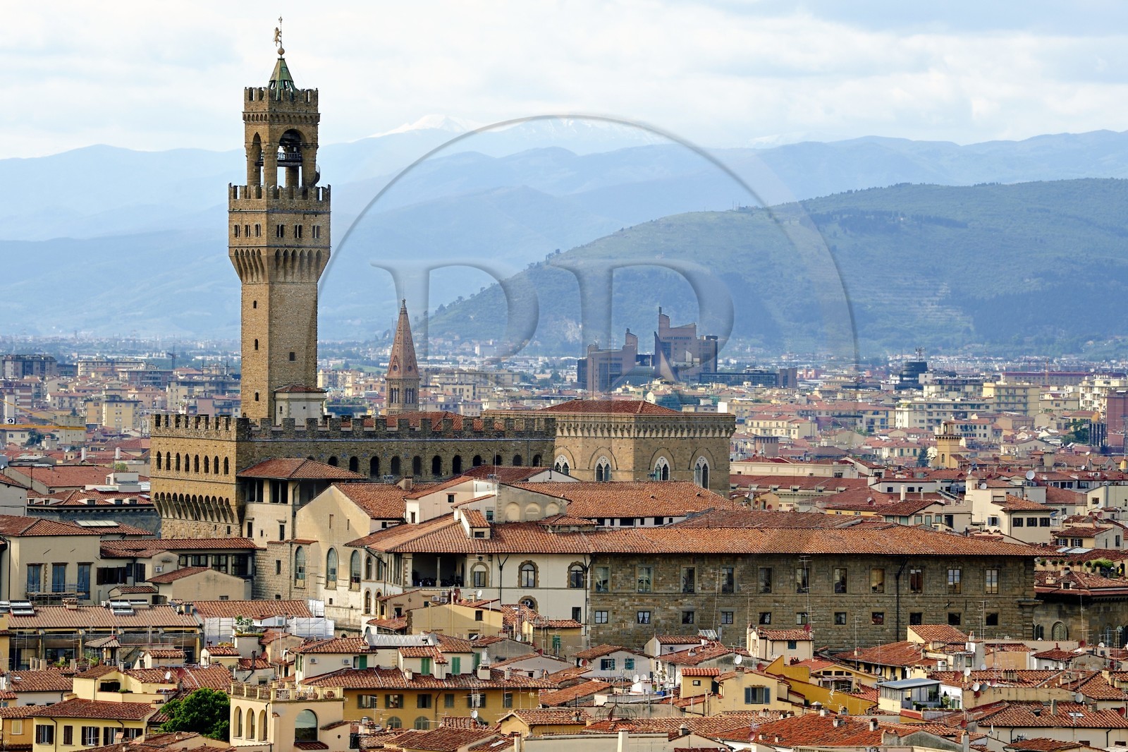 Italie, Toscane, Florence, centre historique classé Patrimoine Mondial de l'UNESCO, le Palazzo Vecchio au crépuscule
