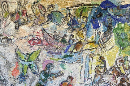 France, Alpes-Maritimes (06), Nice, Université de Nice Sophia-Antipolis, salle des Pas Perdus de la Faculté de Droit-Science Politique (Campus Trotabas), le Message d’Ulysse, fresque en mosaique de Marc Chagall