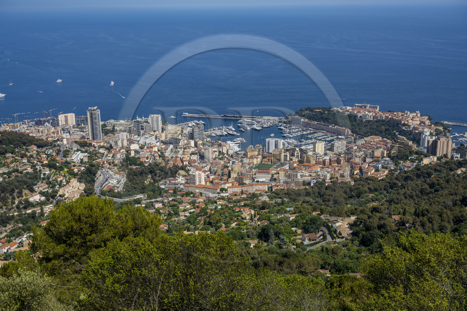 Principauté de Monaco, Monaco et Le Rocher vus depuis La Turbie