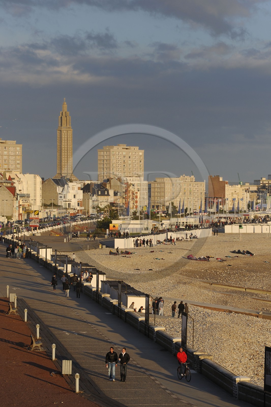 France, Seine Maritime, Le Havre, listed as World Heritage by UNESCO, the city center around the Lantern tower of Saint Joseph church seen from Sainte-Adresse