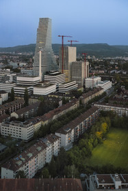 Switzerland, Basel, the Roche towers, the tallest in Switzerland designed by the architects Herzog and de Meuron