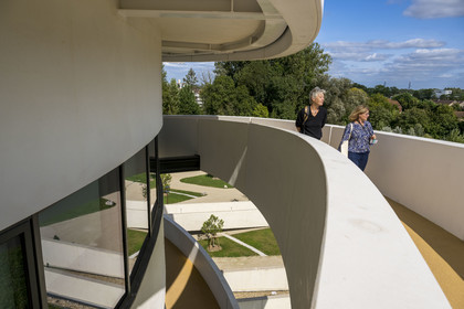 France, Cote d'Or, Climats terroirs of Burgundy listed as World Heritage by UNESCO, Beaune, the Cité des vins et climats de Bourgogne by the Siz’-ix agency with the architect Emmanuelle Andreani