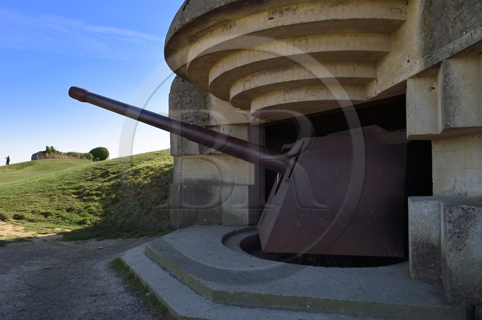 France, Calvados (14), Longues-sur-Mer, batterie allemande du Mur de l'Atlantique équipée de canons de marine de 150 mm