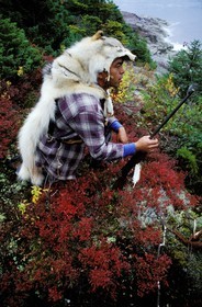 Canada, Quebec Province, Northern Coast, Lucien Gabriel Jourdain, an Innu Amerindian (Montagnais) in hunting traditional dress