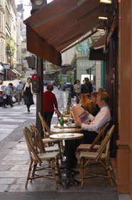 France, Paris (75),  cafe terrace in the rue du Bac