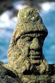 France, Ille-et-Vilaine (35), Rotheneuf, rocher sculpté par l'abbé Fouré entre 1870 et 1904