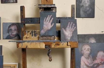 France, Seine-Saint-Denis, Bagnolet workshop in november 2003, Jean Rustin paintings