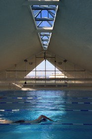 France, Calvados, Pays d'Auge, Deauville, Olympic swimming pool by architect Roger Taillibert