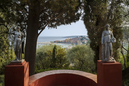 France, Alpes-Maritimes, Menton, Domaine des Colombieres, view of the city from the estate's garden created by Ferdinand Bac