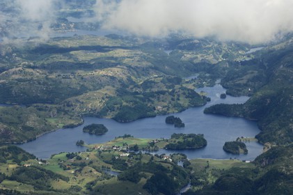 Norvège, Rogaland, intérieur des terres au sud de Stavanger (vue aérienne)