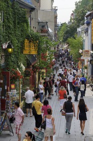 Canada, province de Québec, ville de Québec, Vieux-Québec classé Patrimoine Mondial de l' UNESCO, rue du Petit-Champlain dans la ville basse