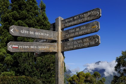 France, Reunion island (French overseas department), directions for hiking in the Belouve forrest
