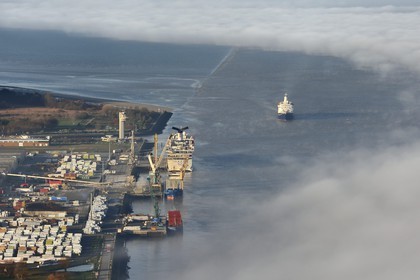 France, Calvados, Honfleur, the commercial port, cruise ship docked
