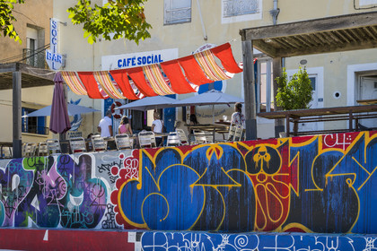 France, Herault, Sète,  Quartier Haut (the Upper Quarter), the café Le Social