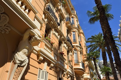 Principauté de Monaco, Monaco, quartier de la Condamine, rue Pr. Florestine, ancien Hotel des Etrangers qui était un des premiers de Monaco