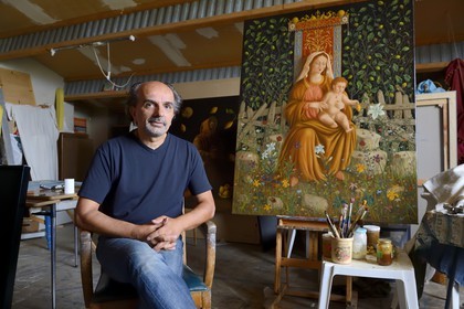 France, Corse du Sud, village of Villanova near Ajaccio, the painter Mario Sépulcre