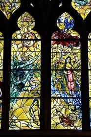 France, Moselle, Metz, Saint Etienne cathedral, Stained glass windows of the northern ambulatory having for subjects episodes from the Old Testament by Marc Chagall (20th century) made by Simon Marq workshop in Reims (all rights reserved)