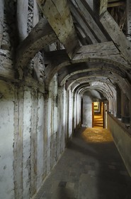 France, Loir-et-Cher (41), vallée de la Loire classée au Patrimoine Mondial de l'UNESCO, château de Blois, chemin de ronde des remparts médiévaux sous la charpente François 1er