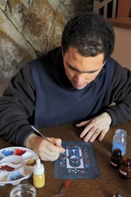 France, Manche, the abbey of Mont Saint Michel, listed as World Heritage by UNESCO, miniatures created by brother Sebastien, monk of Monastic Fraternities of Jerusalem