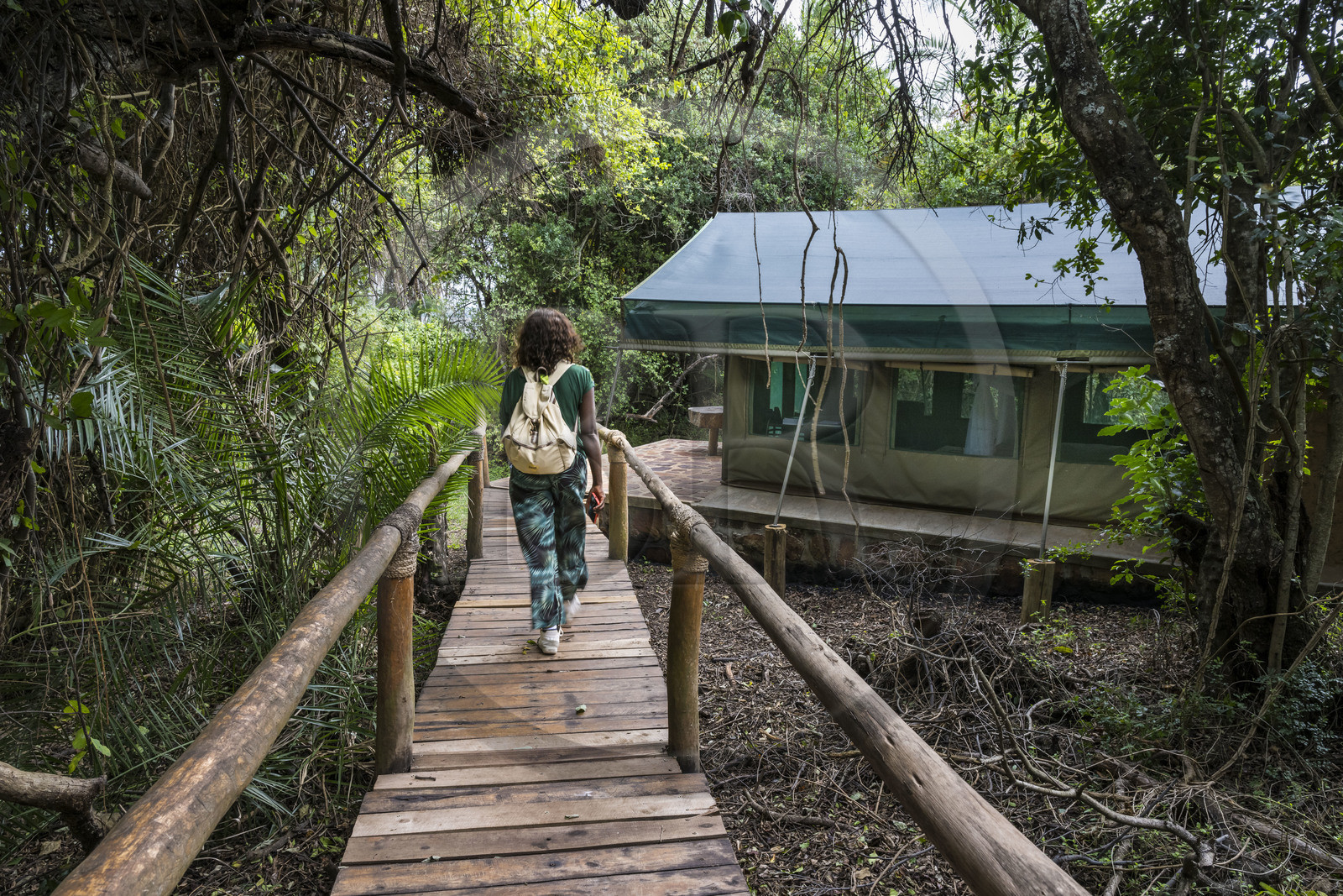 Rwanda, Parc national de l'Akagera, Ruzizi Tented Lodge, une tente