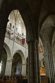 France, Cotes-d'Armor, Treguier, Saint Tugdual cathedral nave