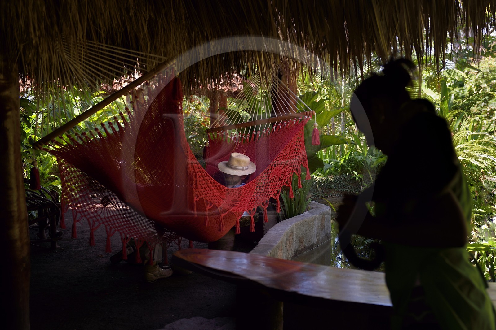 Nicaragua, Lac Nicaragua, Las Isletas de Granada, isla Zopango, sieste dans un hamac