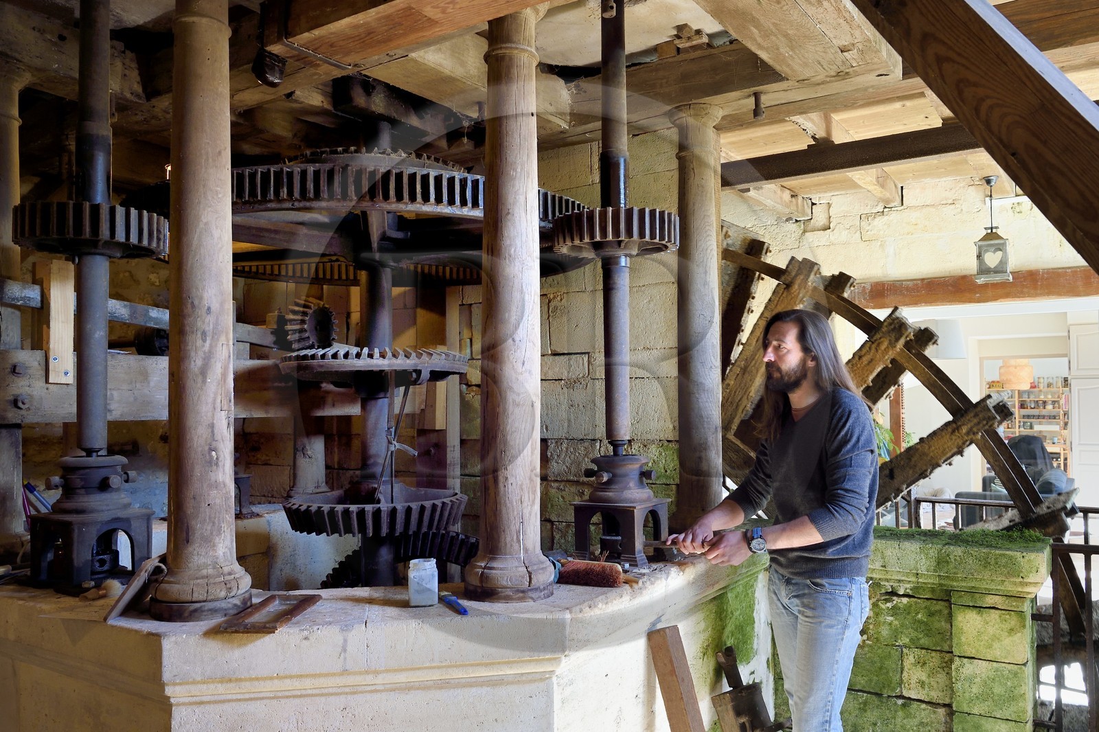 France, Charente, Bassac, moulin de Bassac, Cyprien Aoutin makes old-fashioned flour, breads and pasta there