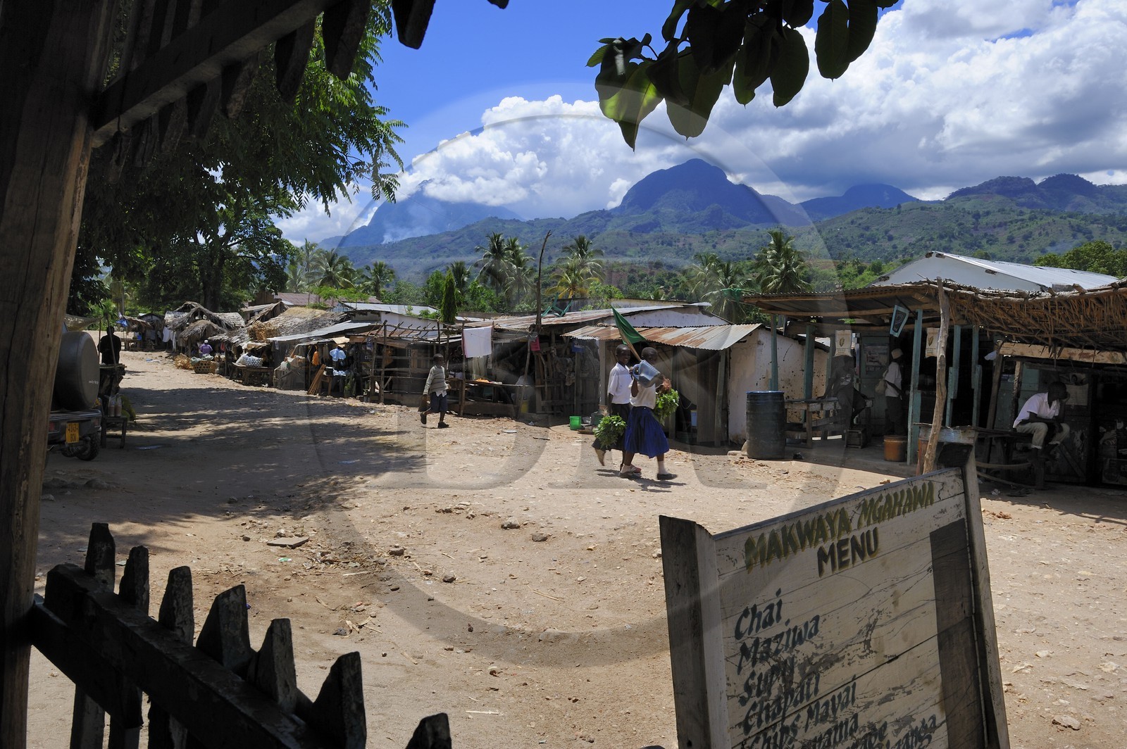 Tanzanie, région de Morogoro, les Monts Uluguru, la rue principale du village de Matombo