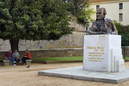 France, Corse du Sud, Ajaccio, bust of Pascal Paoli next to the citadel
