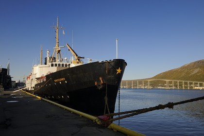 Norway, Troms County, Tromso harbour, the cargo Nordstjernen which connects the Svalbard (Spitsbergen)