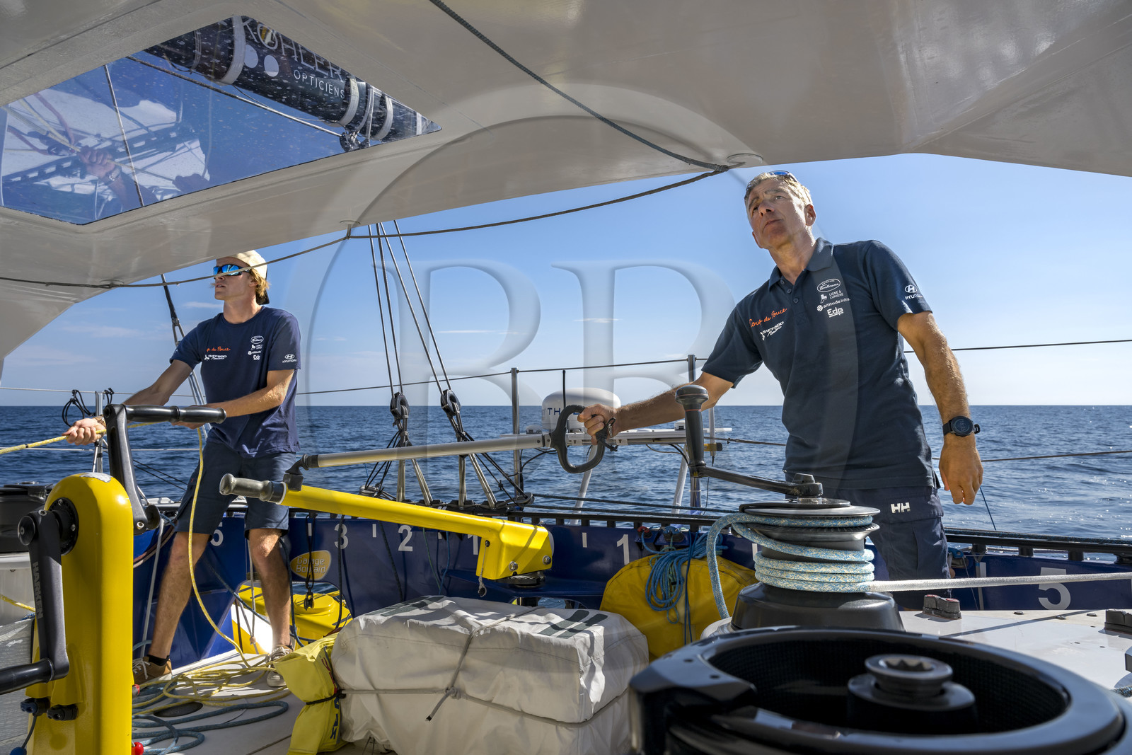 France, Vendée (85), Les-Sables-d'Olonne, le skipper Manuel Cousin en entrainement sur son voilier monocoque de 60 pieds IMOCA Coup de Pouce