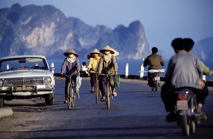Vietnam, Quang Ninh province, a road across the Halong bay