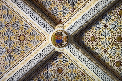Portugal, région de Lisbonne, Sintra, le Palais national de Pena (Palacio Nacional da Pena) classé Patrimoine Mondial de l'UNESCO, détail du plafond de la chambre de la Reine