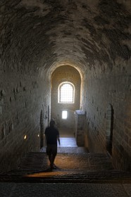France, Manche (50), l'abbaye du Mont-Saint-Michel, classé Patrimoine Mondial de l'UNESCO, la Merveille, escalier Nord-Sud