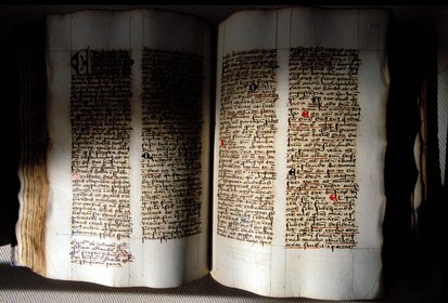 France, Bas Rhin, Selestat, ancient book of the famous humanist library