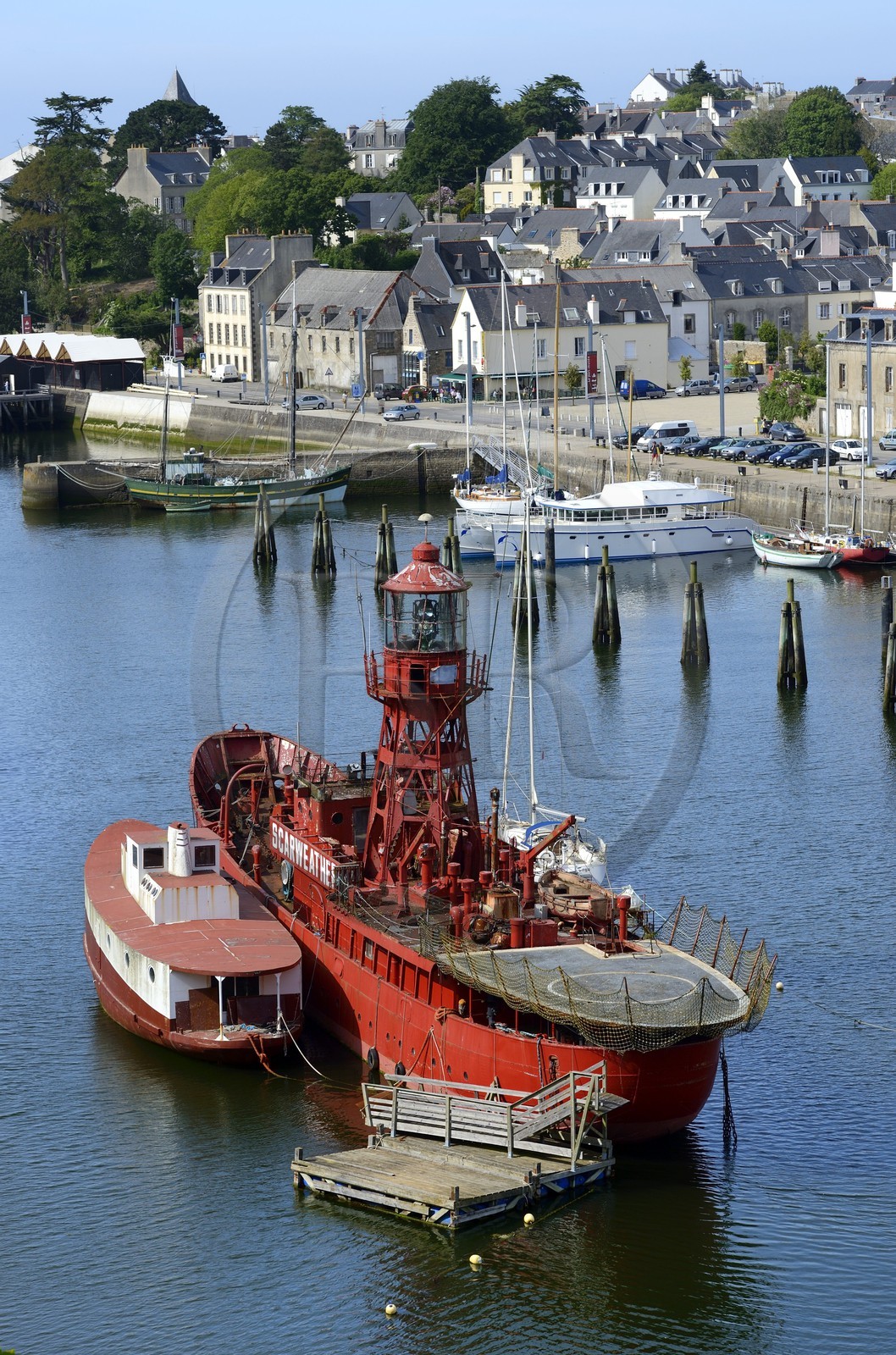 France, Finistère (29), Port-musée de Douarnenez, le musée maritime de Port-Rhu et le bateau-feu Scarweather