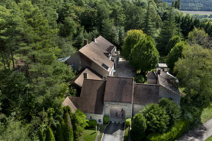 France, Cote d'Or, vineyard of the Hautes Côtes de Nuits, Villars Fontaine, Domaine de Montmain (aerial view)