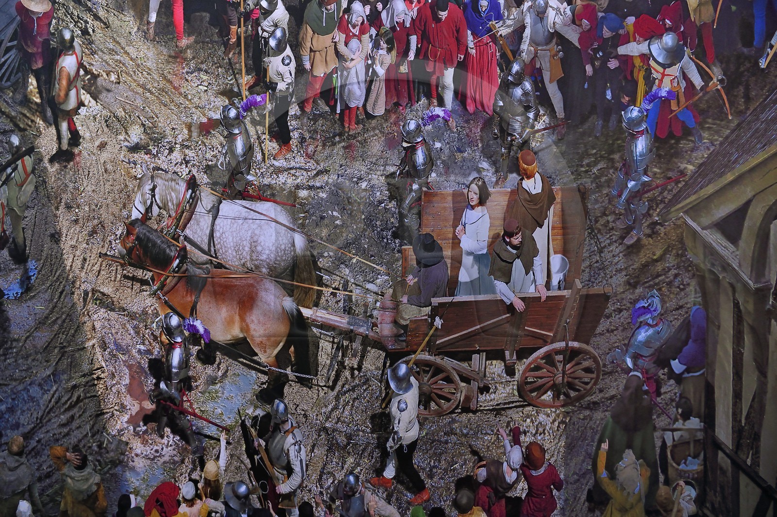 France, Seine-Maritime (76), Rouen, le Panorama XXL de l'artiste Yadegar Asisi, exposition de l'oeuvre Rouen 1431 à l'époque de Jeanne d'Arc, Jeanne d'Arc en route pour le bucher