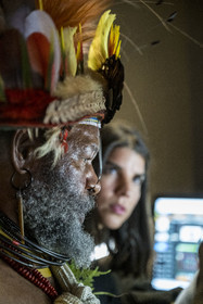 France, Paris, UNESCO Headquarters, conference at Earth University on November 25, 2022, Papuan Chief Mundiya Kepanga
