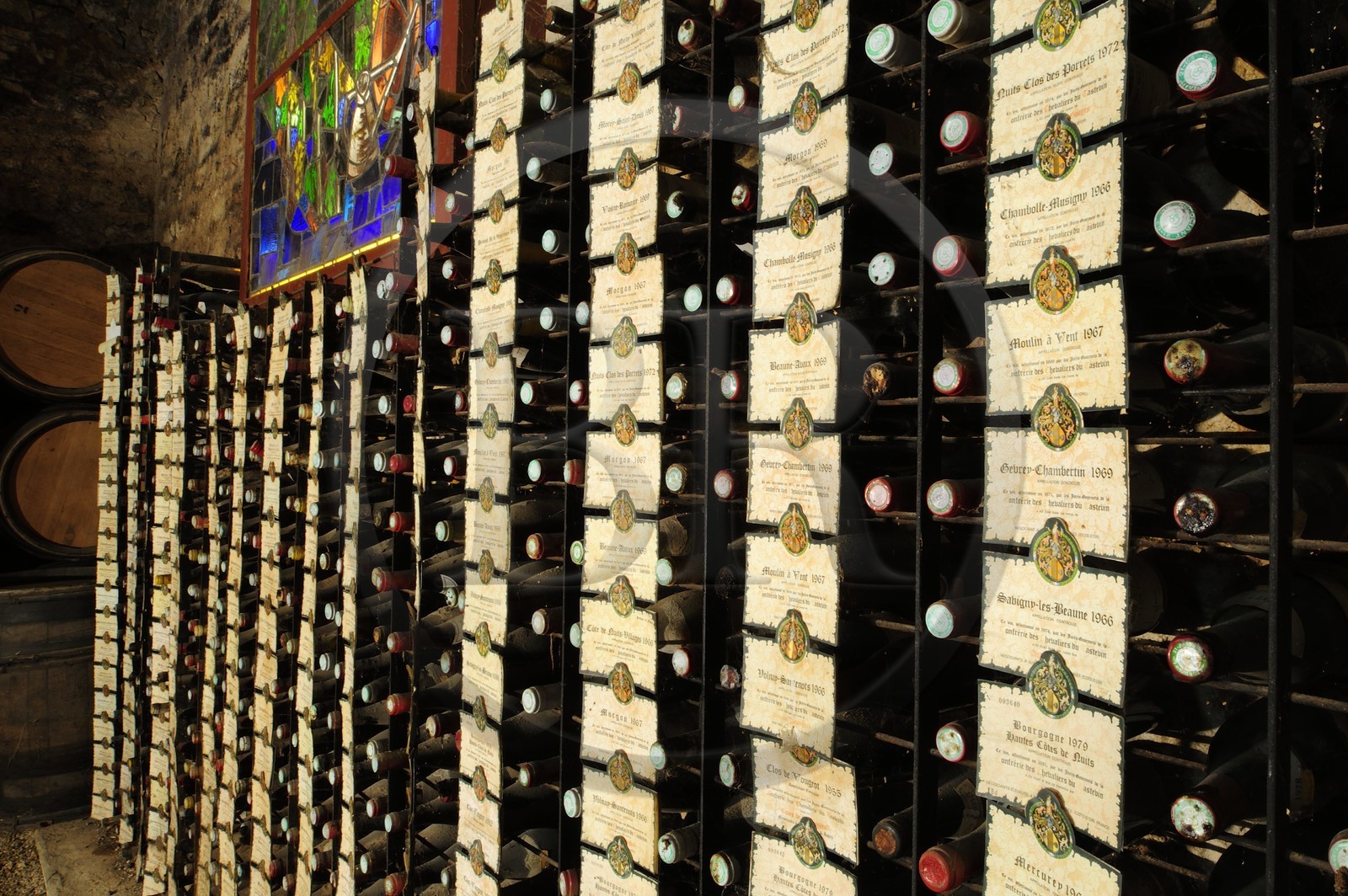 France, Côte-d'Or (21), le Château du Clos-de-Vougeot (vignoble des Côtes de Nuit), collection de grands crus