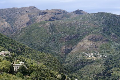 France, Haute Corse, Cap Corse, San Martino di Lota, the Chateau Cagninacci  (Palazzi or House of American) in the foreground