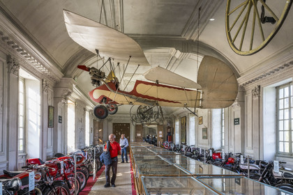 France, Cote d'Or, Côte de Beaune, Savigny-les-Beaune, the castle with museums and collections of fighter planes, Abarth racing cars, motorcycles, straddle tractors, models, fire trucks, the Pou-du-ciel is an airplane designed by Henri Mignet in 1934