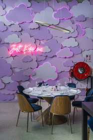 France, Herault, Montpellier, Port Marianne district, Le Nuage building by designer Philippe Starck, restaurant Avva Garden